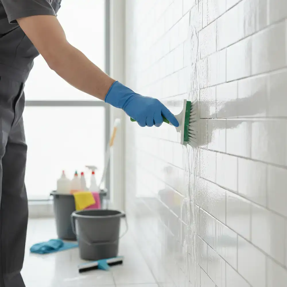 Detailed surface scrubbing by a professional cleaner